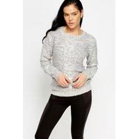 speckled plait knit jumper