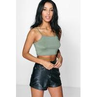 spaghetti strap super crop top khaki