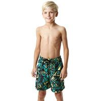 Speedo Printed Leisure 15 Inch Boys Watershorts - Black/Green, L