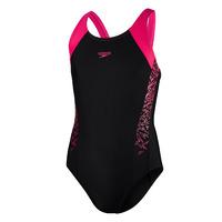 Speedo Boom Splice Muscleback Girls Swimsuit - Black/Pink, 32\