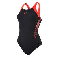 Speedo Boom Splice Muscleback Ladies Swimsuit - Black/Red, 32\