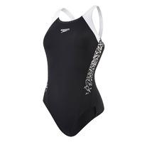 Speedo Boom Splice Muscleback Ladies Swimsuit - Black/White, 40\