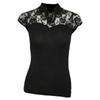 SPIRAL Female High Neck Plain Lace Sleeveless Corset Top, Extra Large, Black