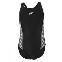 Speedo 1 piece Black Children swimsuit Endurance Monogram muscleback