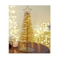 Spun Gold LED Tabletop Christmas Tree, Metal