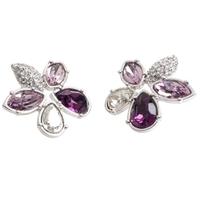 Sparkle Clear Purple Crystal Flower Stud Earrings E169 PURP