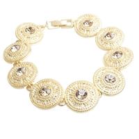 Sparkle Champagne Clear Crystal Vintage Circle Bracelet B071 GOLD