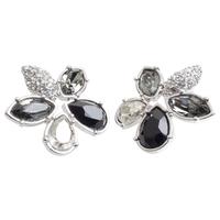 Sparkle Clear Black Crystal Flower Stud Earrings E169 BLACK