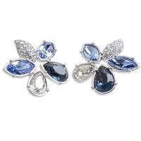 Sparkle Clear Blue Crystal Flower Stud Earrings E169 BLUE