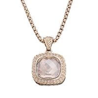 Sparkle Gold Plated Champagne Crystal Cushion Pendant N089 GOLD