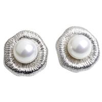 Sparkle Large White Simulated Pearl Stud Earrings E139
