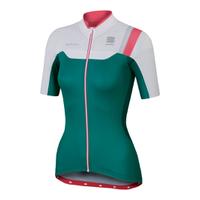 Sportful BodyFit Women\'s Short Sleeve Jersey - Green/White/Pink - XS