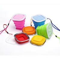 Square Silicone Stretch Folding Cup Children Drinking Cup Outdoor Travel Convenience Cake Cup Drink Cup