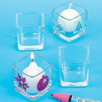 square glass candle holders box of 18