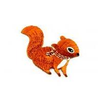 Squirrel Embroidered Iron On Motif Applique 55mm x 38mm Brown