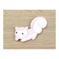 Squirrel Embroidered Iron On Motif Applique Pink