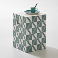 square garden stool with tiled effect