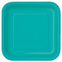 Square Paper Plates Turquoise