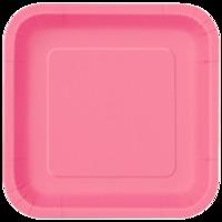 square paper plates bright pink