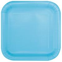 square paper plates pale blue