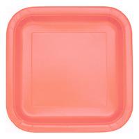 Square Paper Plates Coral