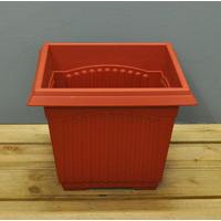 Square Plastic Terracotta Effect Plant Pot (33cm) by Kingfisher
