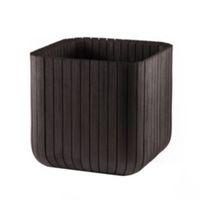 Square Plastic Wood Effect Planter (H)39.5cm (L)39.5cm