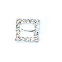 Square Diamante Buckle Silver