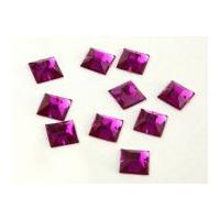 Square Sew & Stick On Acrylic Jewels Fuchsia Pink