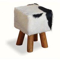 SQUARE COWHIDE STOOL