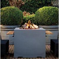 square cocoon gas fire pit in grey