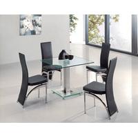 Square Ice Clear Glass Dining Table And 4 G501 Chairs
