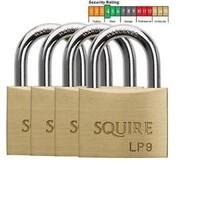 Squire Pkt 4 Brass Body LP9 Padlocks Keyed Alike All Keys Same 5 pin tumbler