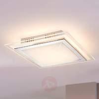 Square glass ceiling light Alessio with LED