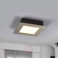 Square LED ceiling light Deno, matt nickel