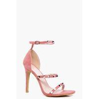 Square Studded 3 Band Heels - pink