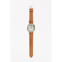 square face faux leather watch