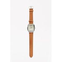 square face faux leather watch