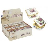 Square Ceramic Decorative Ring Box