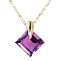 Square Cut Amethyst Pendant Necklace 1.16ct in 9ct Gold