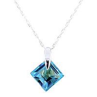 square cut blue topaz pendant necklace 116ct in 9ct white gold