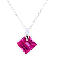 square cut pink topaz pendant necklace 116ct in 9ct white gold