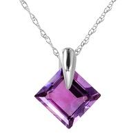 Square Cut Amethyst Pendant Necklace 1.16ct in 9ct White Gold