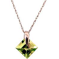 Square Cut Peridot Pendant Necklace 1.16ct in 9ct Rose Gold