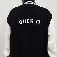 srslysocial varsity jacket duck it