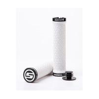 sram mtb locking grips with two clamps and end plugs white