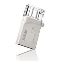 SSK SFD236 8GB Micro USB + USB 2.0 OTG USB Flash Drive - Silver