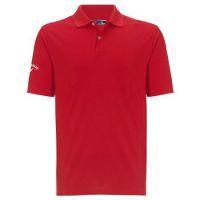 ss poly polo shirt embossed logo salsa red