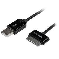 StarTech.com 1m 3 ft Black Apple 30-pin Dock Connector to USB Cable with Stepped Connector