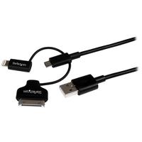 StarTech.com Lightning or 30-pin Dock or Micro-USB to USB cable 1m (3ft) Black